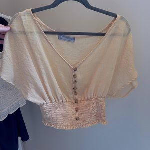 Medium Yellow Smocked Bottom Top